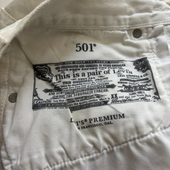 Levi’s White 501 Buttonfly Jean Shorts Size 26 - Picture 5 of 15
